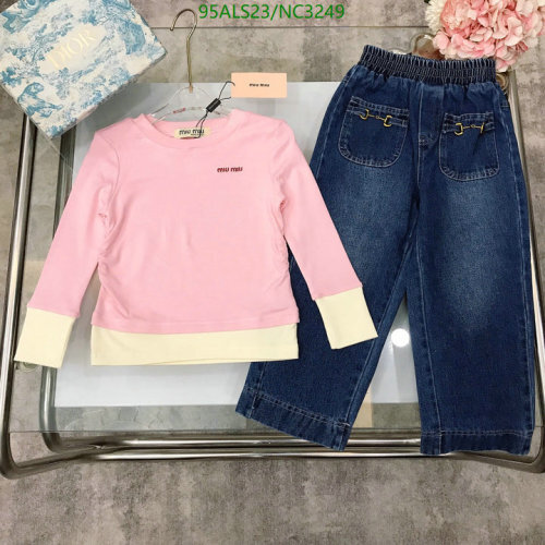 Miu Miu Kids' Pink Layered-Look Top & Wide-Leg Jeans Set - Sizes 100-150