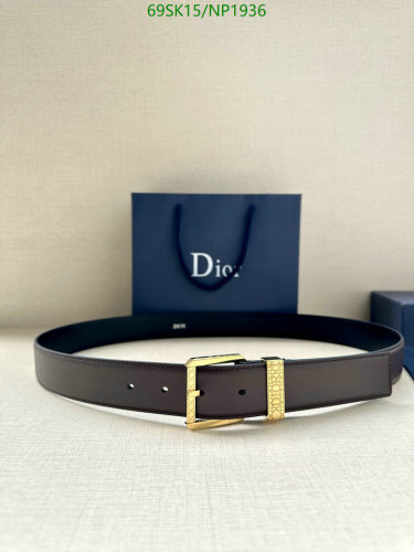 Dior Belt for Men, Cowhide Leather, Brown, Gold Hardware, 3.5cm Width 5 Dior Belt for Men, Cowhide Leather, Brown, Gold Hardware, 3.5cm Width