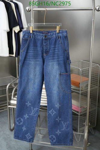 Louis Vuitton Denim Carpenter Jeans with Monogram, Blue, Sizes 46-52