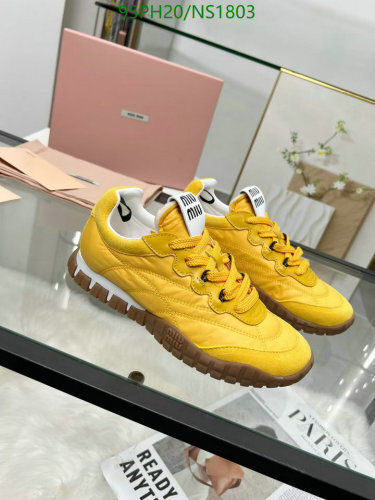 Miu Miu Women's Yellow Suede & Sheepskin Lace-Up Sneakers - Size EU35-41