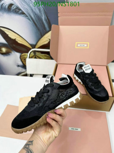 Miu Miu Women's Black Suede & Sheepskin Lace Detail Sneakers - EU35-41