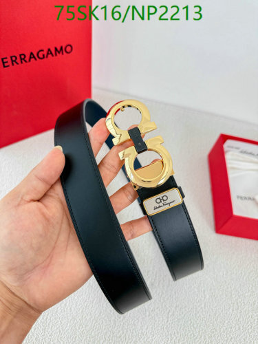 Salvatore Ferragamo Men's Reversible Leather Belt with Gold Double Gancini Buckle