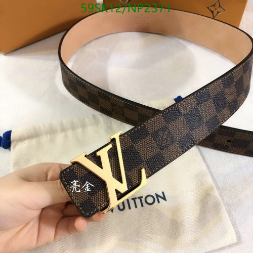 Louis Vuitton Damier Ebene Cowhide Leather Belt With Golden Buckle