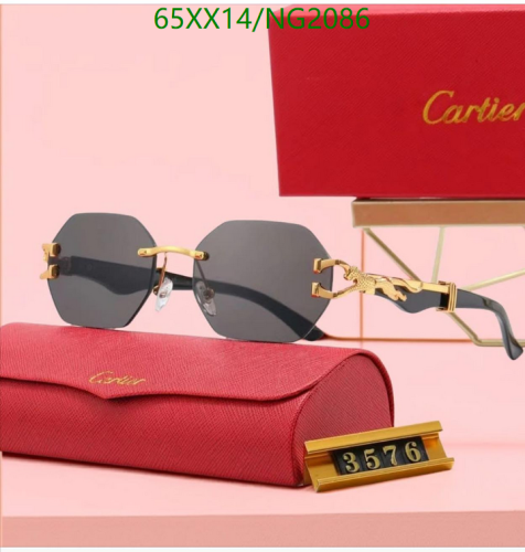 Cartierr Rimless Octagon Sunglasses With Panther Design - Model NG2086