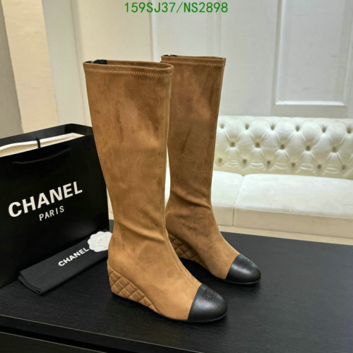 Elegant Chanel Women's Knee High Boots - Sheepskin, Wedge Heel, EU 35-41