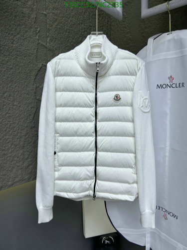 Moncler White Down Jacket with Knit Sleeves - Men's Winter Coat