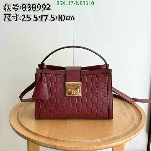 Gucci Padlock Small Shoulder Bag - Genuine Leather, Burgundy, 25.5 x 17.5 x 10cm