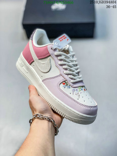 Nike Air Force 1 Low Cut Casual Sneakers Embroidered Floral Details Women Shoes