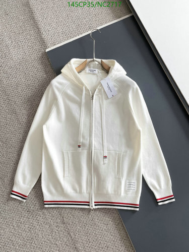 Thom Browne Cashmere Full-Zip Hoodie with Striped Trim - Stylish & Comfortable