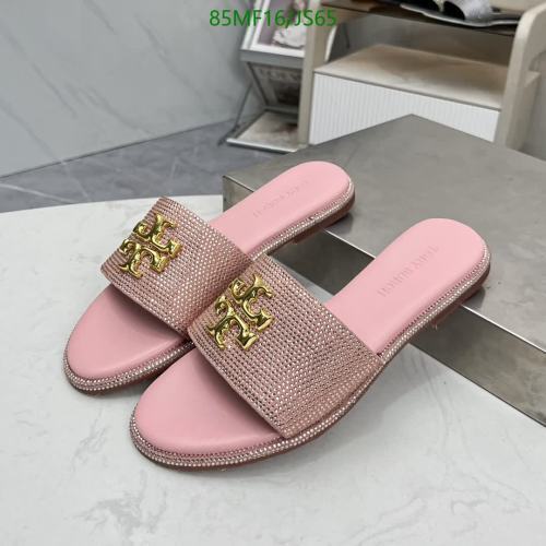 Tory Burch Women's Pink Crystal Embellished Leather Sandals Slides - EU35-42