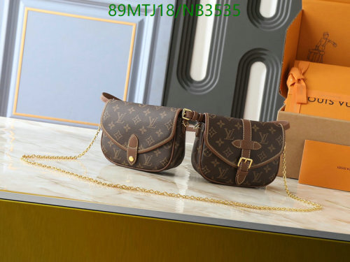 Louis Vuitton Brown Coated Canvas & Leather Bag, 19 x 14 x 6 cm