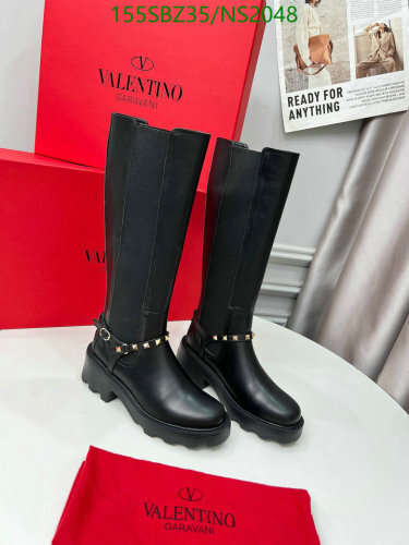 Valentino Garavani Women's Black Leather Knee-High Boots with Studded Straps