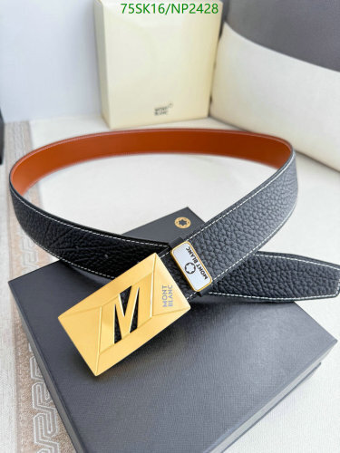 Montblanc Belt, Cowhide Leather, Gold-Tone Buckle, 3.5cm Width, NP2428