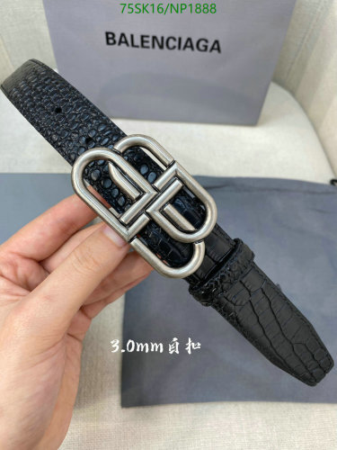Balenciaga BB Croc-Embossed Leather Belt with Silver-Tone Buckle, 3.0 cm