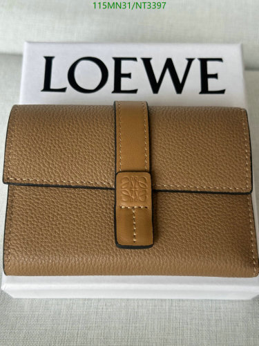 Loewe Tan Calfskin Small Trifold Wallet with Anagram Closure | Compact Design