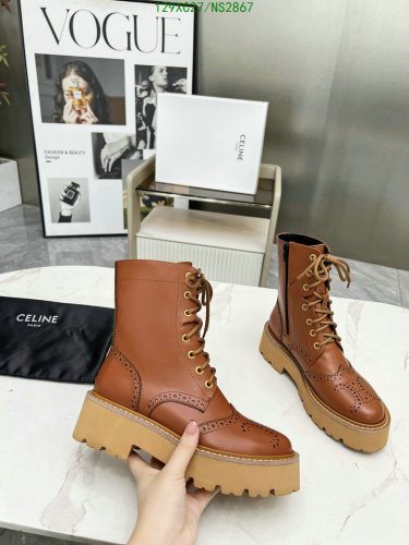 Celine Women's Leather Lace-Up Platform Ankle Boots - Brown, EU35-42