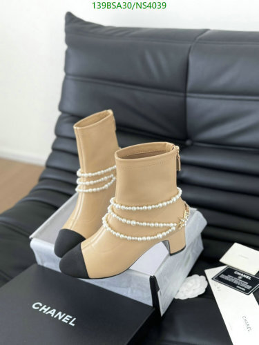 Elegant Chanel Ankle Boots with Pearl Embellishments - Cowhide & Lambskin