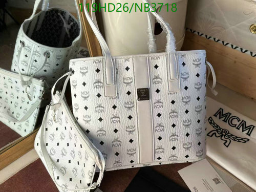 MCM White Tote Bag with Removable Pouch, 28-36-17CM, Mirror Quality
