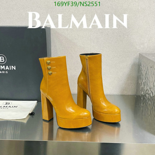 Balmain Women's Platform Ankle Boots Sheepskin Leather - Mustard Yellow