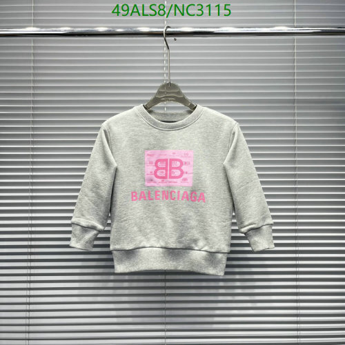 Balenciaga Kids' Grey Cotton Blend Sweatshirt with Pink Logo Print (Size 100-130)