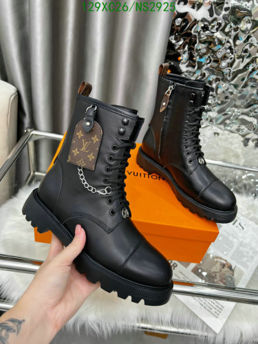 Louis Vuitton Black Leather Lace-Up Ankle Boots for Women, EU35-EU42