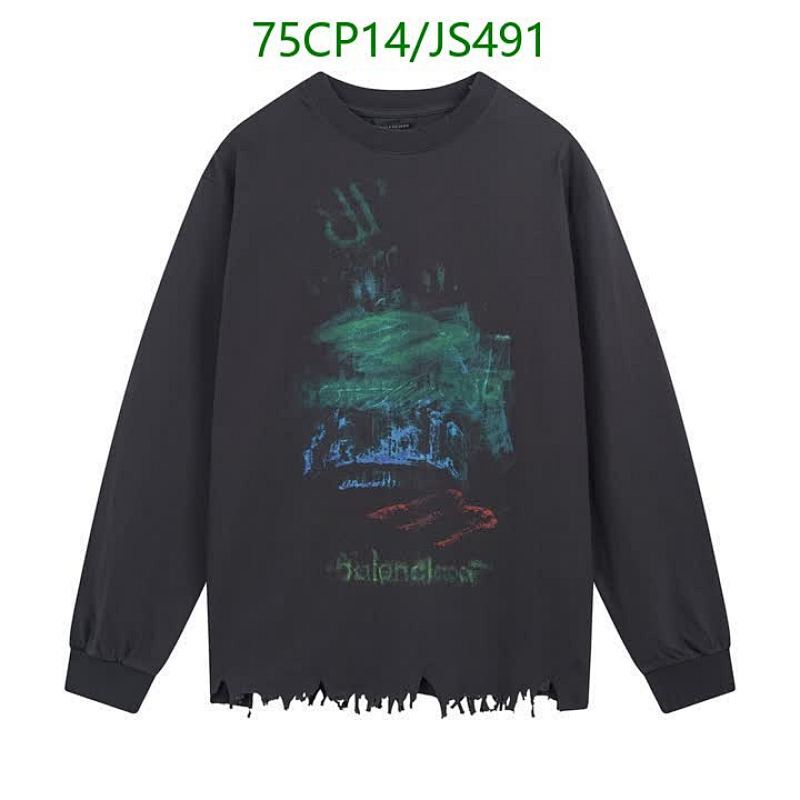 Balenciaga Distressed Hem Cotton Long Sleeve T-Shirt - JS491