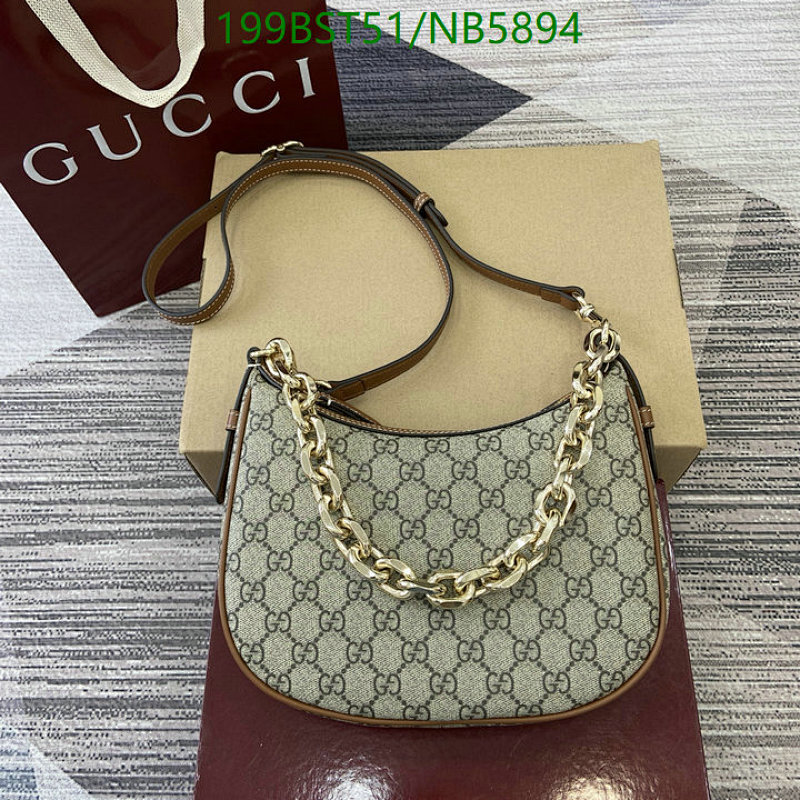 Gucci Half-Moon Bag, 25.5cm, PVC and Genuine Leather, Model 815409, Chain Accent