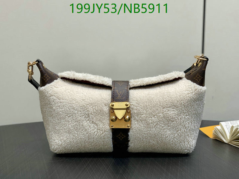 Louis Vuitton Lambswool & Leather Bag, 22 cm - Designer Handbag