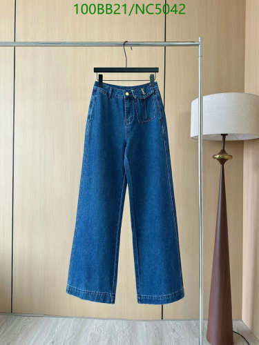 Yves Saint Laurent Women's Denim Wide-Leg Jeans - High Waist, Classic Style