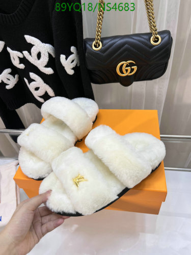 Louis Vuitton Women's Wool Shearling Slides, Cozy Open Toe Slippers, EU35-41