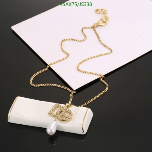 Dolce&Gabbana Gold-Tone Crystal DG Logo Pearl Drop Pendant Necklace, 16 inches