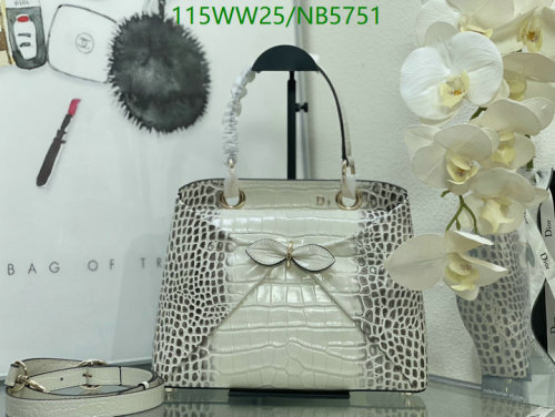Dior Lady D-Joy Bag White Alligator Embossed Genuine Leather, 28x22x10CM