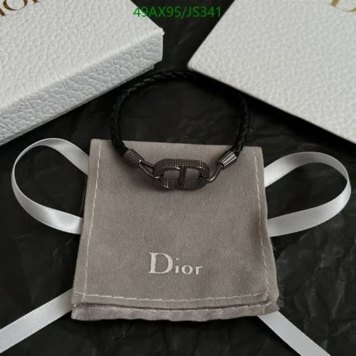 Dior CD Icon Braided Bracelet, Black Leather and Metal Clasp, Elegant Jewelry