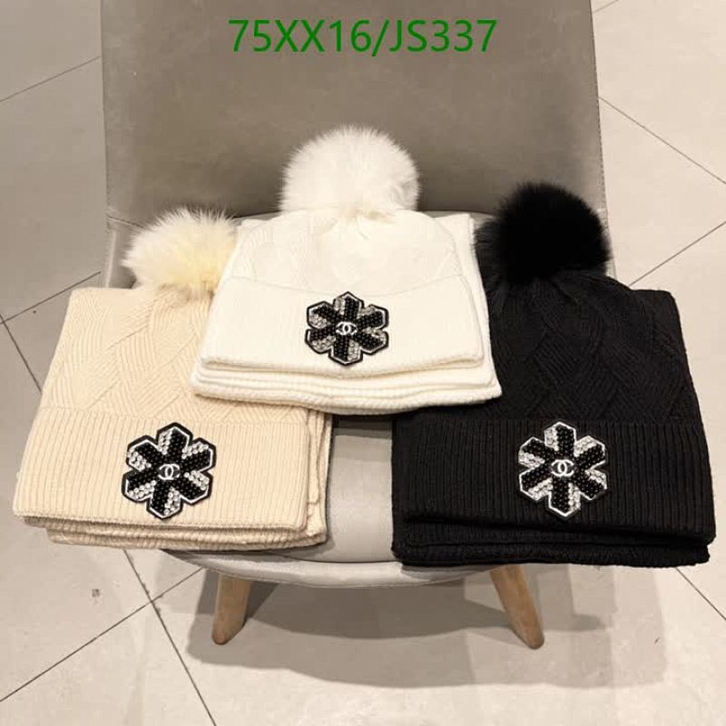 Chanel Wool Hat and Scarf Set with Pom-Pom - Stylish Winter Accessories