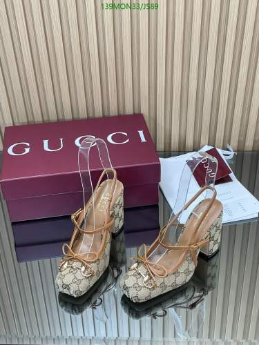 Gucci Women's Slingback Pumps in Beige Monogram with Block Heel, Size EU35-42