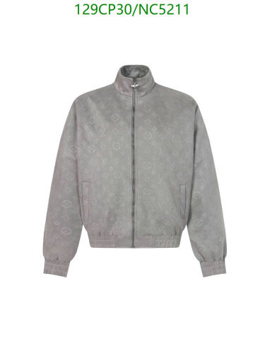 Louis Vuitton Monogram Embossed Zip-Up Jacket, Gray, Stylish Outerwear