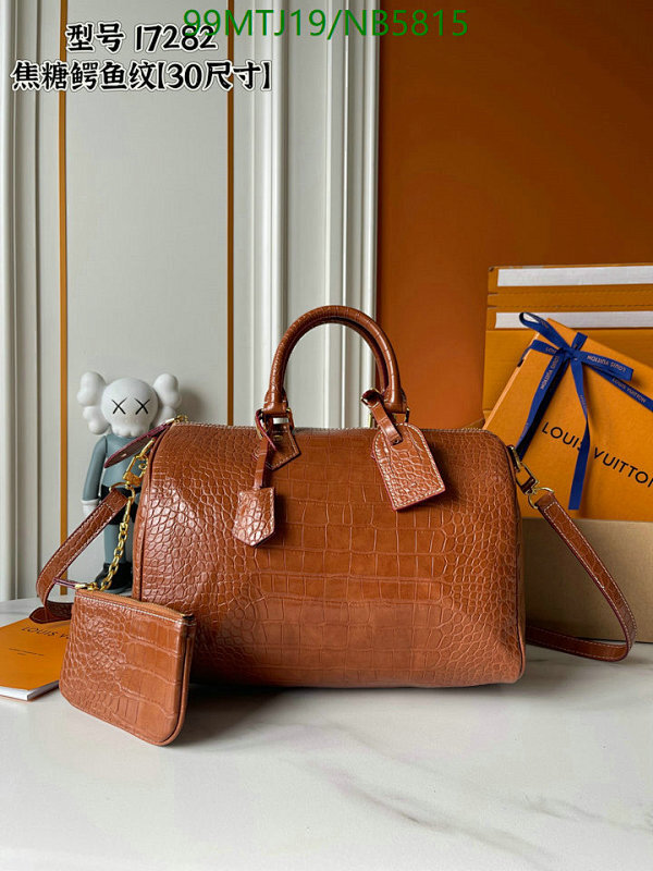 Louis Vuitton Caramel Crocodile Pattern Genuine Leather Boston Bag 30cm