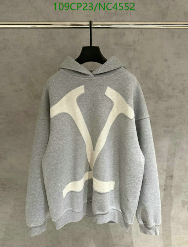 Valentino Grey Cotton Blend Hoodie with White Logo, Sizes M to 2XL