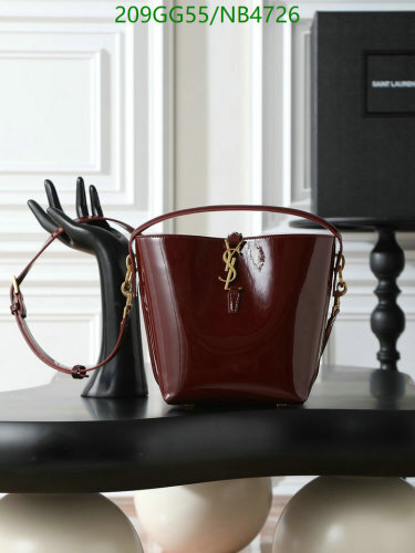 Yves Saint Laurent Red Calfskin Leather Bucket Bag, 17x20x13 CM