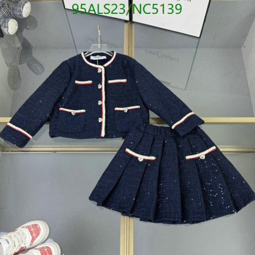 Chanell Kids Navy Blue Tweed Skirt Suit, Sizes 110-150, Stylish Outfit