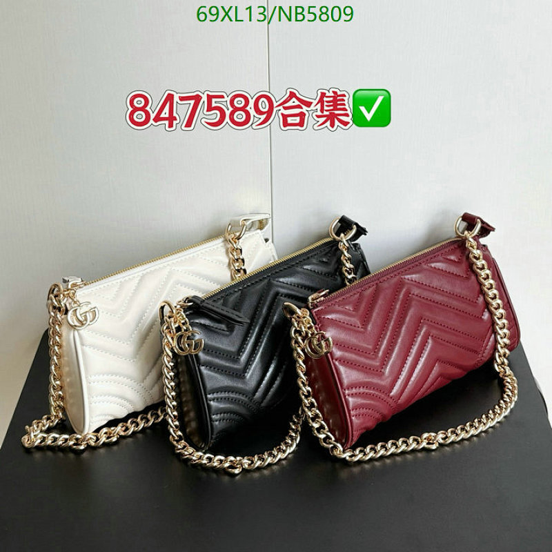Gucci Small Shoulder Baguette in Quilted Leather with Chain Strap