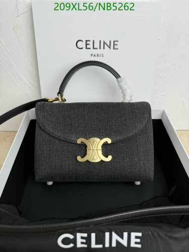 Celine 118113 Women's Denim & Leather Handbag, 20.5x13x8cm - Stylish & Durable