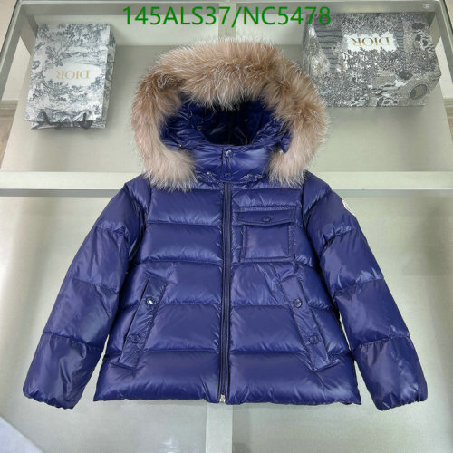 Moncler Kids' Navy Blue Down Padded Coat with Fur Hood - Size 100-160
