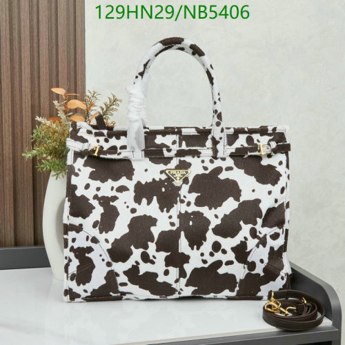 Prada Horsehair & Genuine Leather Tote Bag, 38x30x12CM, Cow Print