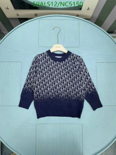 Dior Kids' Navy Blue Oblique Jacquard Sweater, Sizes 100-150, Stylish & Comfortable