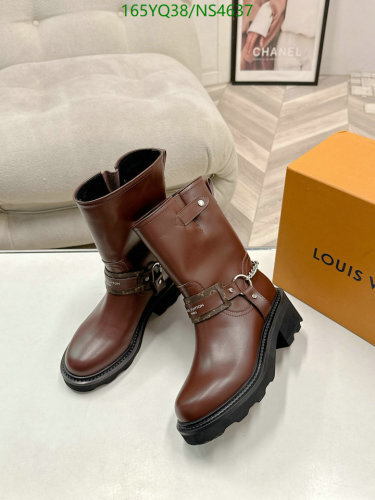 Louis Vuitton Women's Brown Leather Ankle Boots with Chain Detail - EU35-41