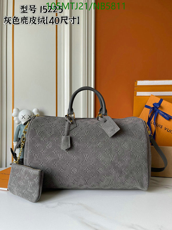 Louis Vuitton Gray Suede Leather Speedy Bandouliere 40 Bag - Model 15225