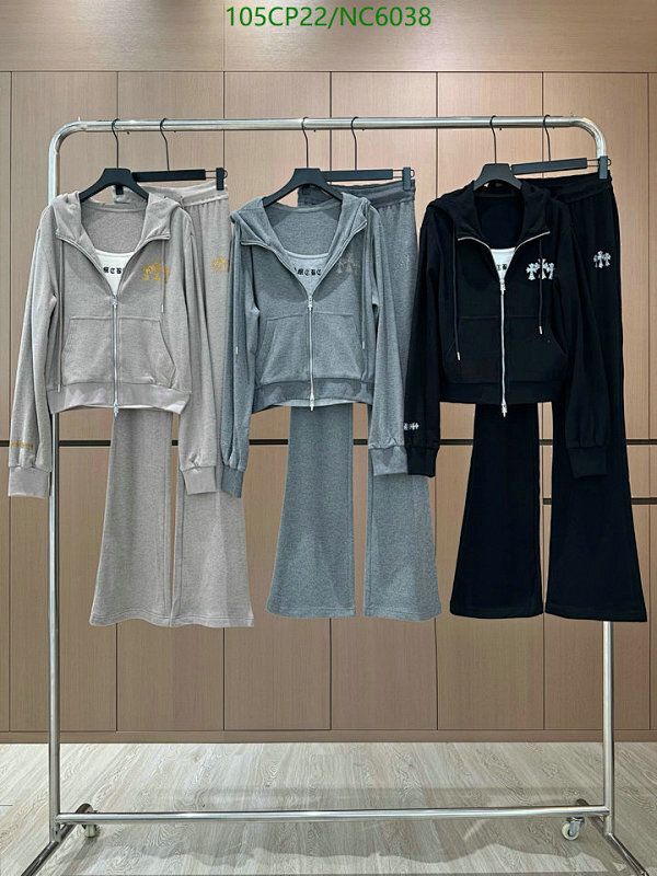 Chrome Hearts Women's Cotton Blend Tracksuit Set - Hoodie and Wide Leg Pants