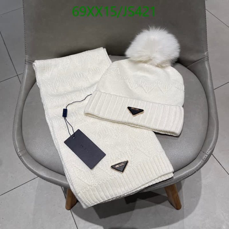 Prada Cashmere Rabbit Down Hat & Scarf Set, Elegant Winter Warmth