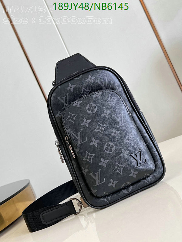 Louis Vuitton Avenue Sling Bag Monogram Shadow Leather Black, 33 x 16 x 5.7 cm